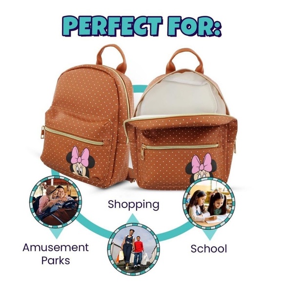 Disney Minnie Mouse with Polka Dots Mini PU Leather Backpack - NWT - Picture 7 of 7